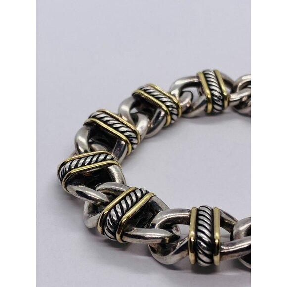 David Yurman Madison Sterling Silver 925 Yellow Gold 750 Bracelet 64.4 Grams - Picture 3 of 7